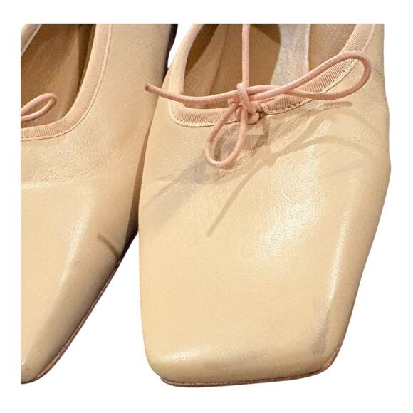 Mansur Gavriel Dream Bow Ballet Flats Ballerina Leather Square Toe Nude Sz 9 - Picture 3 of 10